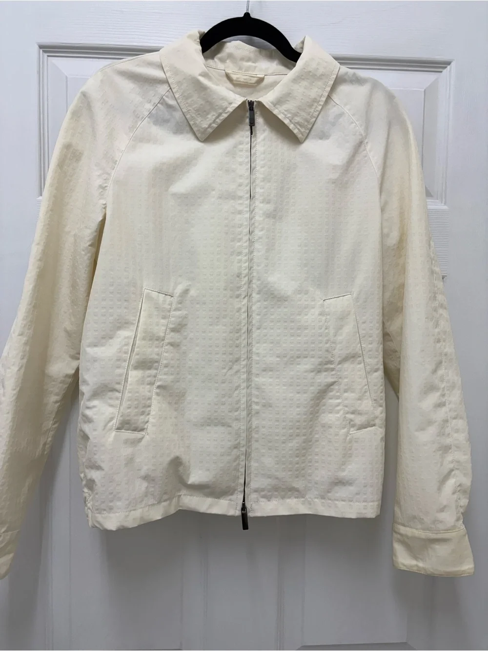 Emporio Armani cream Textured Cube Pattern Silk Blend Jacket Blazer N1R190 44